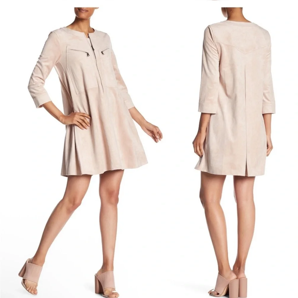 BCBGMaxAzria Blush Midi Dress with 3/4 Sleeves - Picture 2 of 12